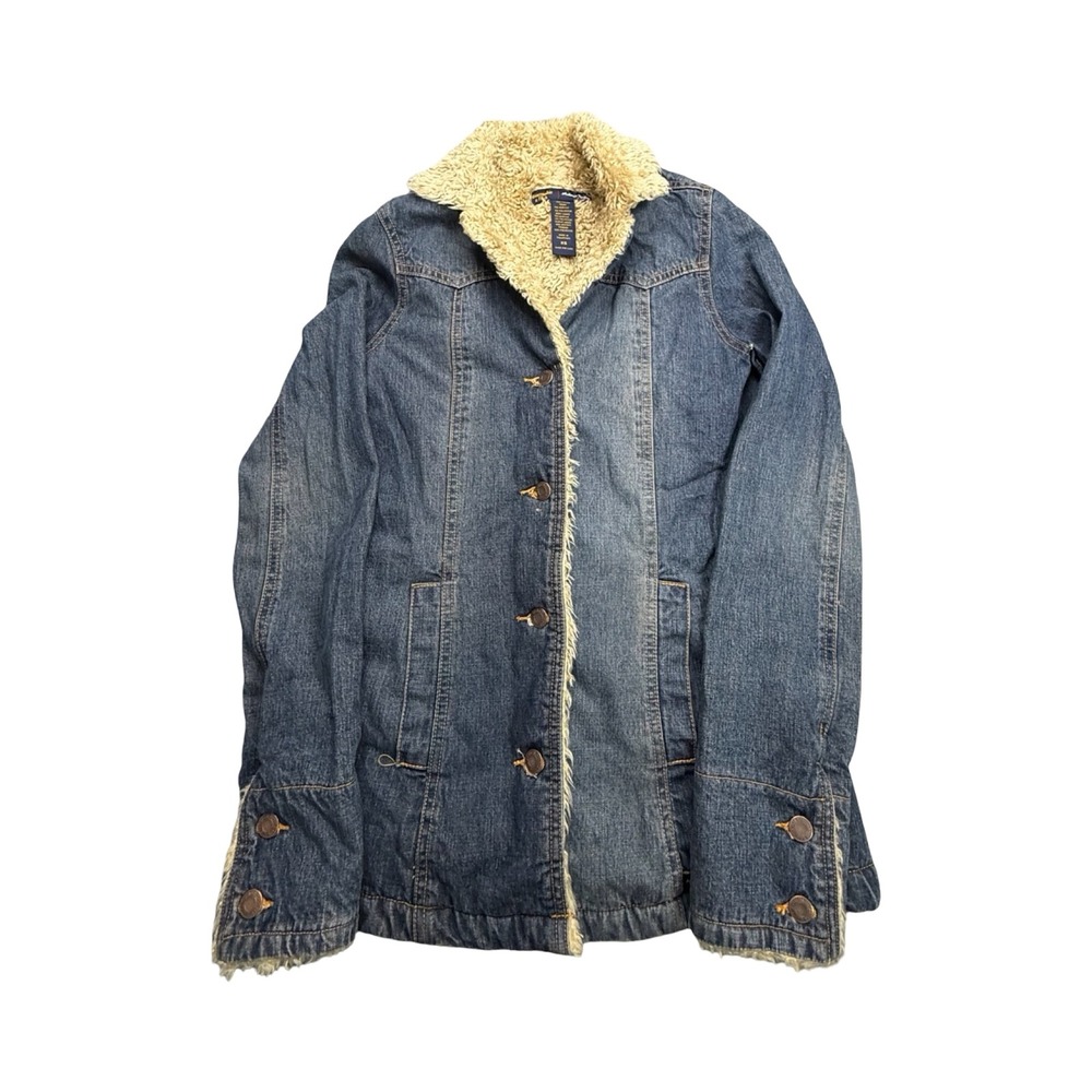Abercrombie & Fitch Denim Jacket Womens XS Blue Sherpa Lined Cotton Vintage